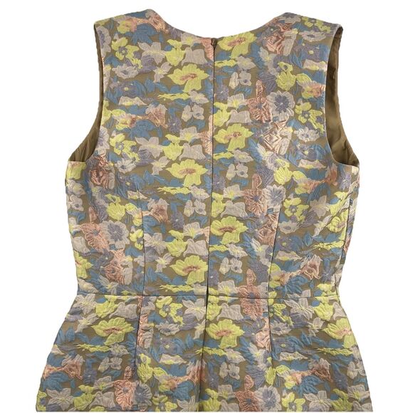 Calvin Klein Floral Pastel Embroidered Sheath Dress Sleeveless Pencil- 2 - Picture 9 of 15